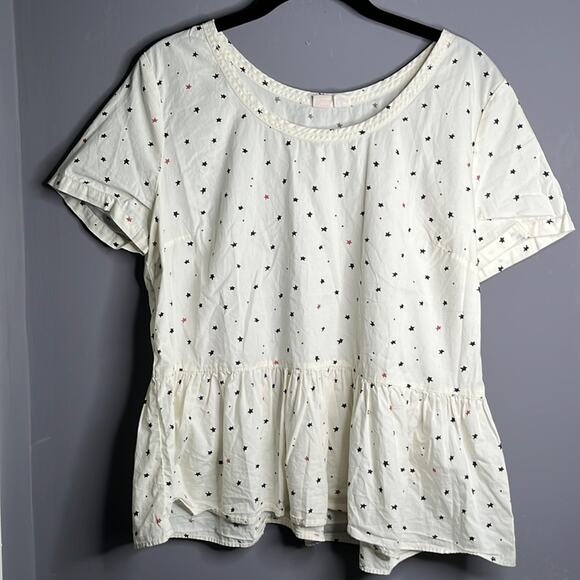 Melrose+Market White Peplum Top with Stars Size Medium - Picture 1 of 7